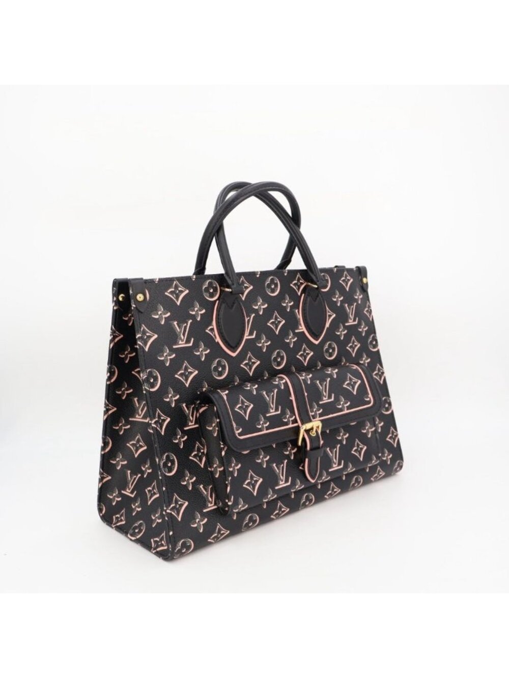 Louis Vuitton on the Go MM Fall for You Black Pink Tote Shoulder Bag
